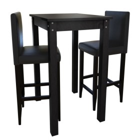 Mesa de bar con 2 sillas de barra negras