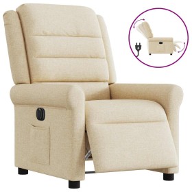 Sillón reclinable eléctrico de tela crema