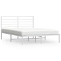 Bettgestell aus Metall mit weißem Kopfteil 120x190 cm von vidaXL, Betten und Lattenroste - Ref: Foro24-352365, Preis: 99,68 €...