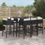 Garden table and high stools 9 pieces and black PE rattan cushions by vidaXL, Garden sets - Ref: Foro24-3200652, Price: 727,4...