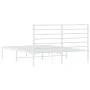 Metal bed frame with white headboard 120x190 cm by vidaXL, Beds and slatted bases - Ref: Foro24-352365, Price: 99,21 €, Disco...