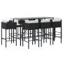 Garden table and high stools 9 pieces and black PE rattan cushions by vidaXL, Garden sets - Ref: Foro24-3200652, Price: 727,4...