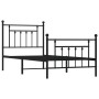 Bed frame with headboard and black metal footboard 90x200 cm by vidaXL, Beds and slatted bases - Ref: Foro24-353548, Price: 9...