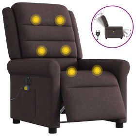 Sillón reclinable de masaje eléctrico tela marrón oscuro Sillón reclinable de masaje eléctrico tela marrón oscuro