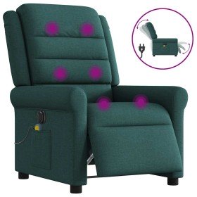 Sillón reclinable de masaje eléctrico tela verde oscuro Sillón reclinable de masaje eléctrico tela verde oscuro