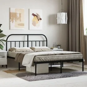 Bettgestell mit schwarzem Metallkopfteil 140x200 cm von vidaXL, Betten und Lattenroste - Ref: Foro24-353636, Preis: 141,04 €,...