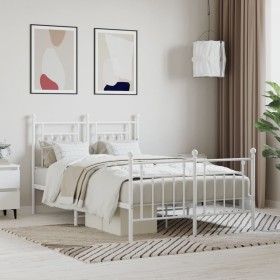 Estructura cama metal con cabecero y estribo blanco 120x200 cm de vidaXL, Camas y somieres - Ref: Foro24-353602, Precio: 128,...