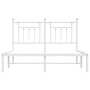 Bettgestell aus weißem Metall mit Kopfteil 140x200 cm von vidaXL, Betten und Lattenroste - Ref: Foro24-353587, Preis: 98,94 €...