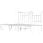 Bettgestell aus weißem Metall mit Kopfteil 140x200 cm von vidaXL, Betten und Lattenroste - Ref: Foro24-353587, Preis: 98,94 €...