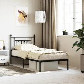 Bed frame with black metal headboard 90x200 cm by vidaXL, Beds and slatted bases - Ref: Foro24-353530, Price: 71,34 €, Discou...