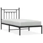 Estructura de cama con cabecero metal negro 90x200 cm de vidaXL, Camas y somieres - Ref: Foro24-353530, Precio: 71,32 €, Desc...