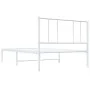 Metal bed frame with white headboard 75x190 cm by vidaXL, Beds and slatted bases - Ref: Foro24-352519, Price: 56,45 €, Discou...