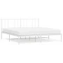 Metal bed frame with white headboard 180x200 cm by vidaXL, Beds and slatted bases - Ref: Foro24-352533, Price: 103,41 €, Disc...