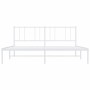 Bettgestell aus Metall mit weißem Kopfteil 180x200 cm von vidaXL, Betten und Lattenroste - Ref: Foro24-352533, Preis: 105,32 ...
