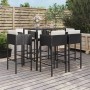 Garden table and high stools and cushions 7 pieces black PE rattan by vidaXL, Garden sets - Ref: Foro24-3200658, Price: 569,2...