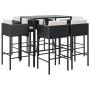 Garden table and high stools and cushions 7 pieces black PE rattan by vidaXL, Garden sets - Ref: Foro24-3200658, Price: 569,2...