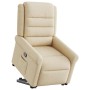 Sillón reclinable elevable de tela color crema