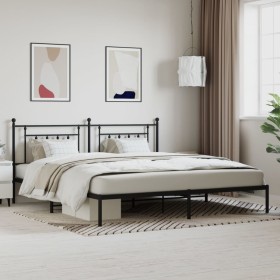 Estructura de cama con cabecero metal negro 193x203 cm de vidaXL, Camas y somieres - Ref: Foro24-353543, Precio: 108,20 €, De...