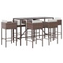Garden table and high stools 7 pieces with brown PE rattan cushions by vidaXL, Garden sets - Ref: Foro24-3200649, Price: 592,...