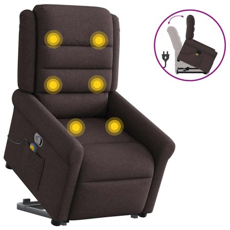 Silla de masaje reclinable de pie de tela marrón oscuro