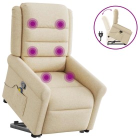 Silla de masaje reclinable de pie de tela color crema Silla de masaje reclinable de pie de tela color crema