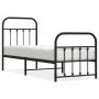 Bed frame with headboard and black metal footboard 75x190 cm by vidaXL, Beds and slatted bases - Ref: Foro24-352586, Price: 9...