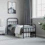 Bed frame with headboard and black metal footboard 75x190 cm by vidaXL, Beds and slatted bases - Ref: Foro24-352586, Price: 9...