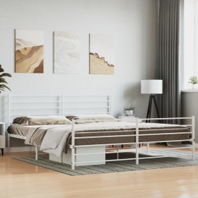 Estructura cama metal con cabecero y pie cama blanco 193x203 cm