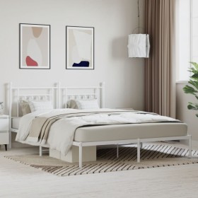 Bettgestell aus weißem Metall mit Kopfteil 160x200 cm von vidaXL, Betten und Lattenroste - Ref: Foro24-353589, Preis: 127,05 ...