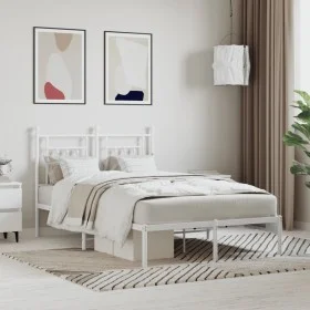 Metal bed frame with white headboard 120x200 cm by vidaXL, Beds and slatted bases - Ref: Foro24-353584, Price: 108,67 €, Disc...