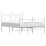 Metal bed frame with headboard and white footboard 135x190 cm by vidaXL, Beds and slatted bases - Ref: Foro24-353603, Price: ...