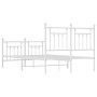 Metal bed frame with headboard and white footboard 135x190 cm by vidaXL, Beds and slatted bases - Ref: Foro24-353603, Price: ...