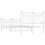 Metal bed frame with headboard and white footboard 135x190 cm by vidaXL, Beds and slatted bases - Ref: Foro24-353603, Price: ...
