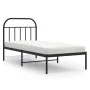 Bed frame with black metal headboard 90x200 cm by vidaXL, Beds and slatted bases - Ref: Foro24-353628, Price: 105,46 €, Disco...