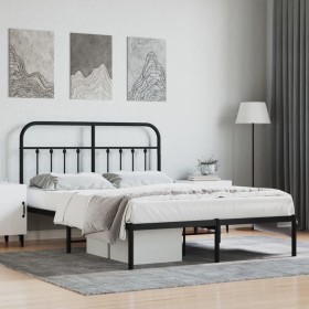 Estructura de cama con cabecero metal negro 135x190 cm de vidaXL, Camas y somieres - Ref: Foro24-352577, Precio: 111,63 €, De...