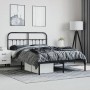 Bed frame with black metal headboard 135x190 cm by vidaXL, Beds and slatted bases - Ref: Foro24-352577, Price: 112,64 €, Disc...