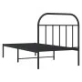 Bed frame with black metal headboard 90x200 cm by vidaXL, Beds and slatted bases - Ref: Foro24-353628, Price: 105,46 €, Disco...