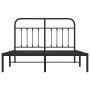 Bed frame with black metal headboard 135x190 cm by vidaXL, Beds and slatted bases - Ref: Foro24-352577, Price: 112,64 €, Disc...