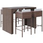 Gartentisch und Hochhocker 5 Stück und braune PE-Rattankissen von vidaXL, Gartensets - Ref: Foro24-3200666, Preis: 470,48 €, ...