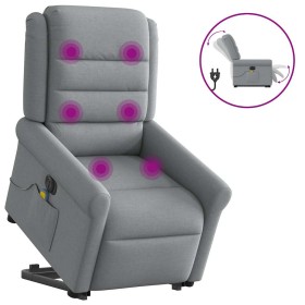 Sillón de masaje eléctrico reclinable elevable tela gris claro en Sillones | Comprar online en Foro24