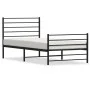Bed frame with headboard and black metal footboard 90x190 cm by vidaXL, Beds and slatted bases - Ref: Foro24-352329, Price: 6...