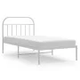 Metal bed frame with white headboard 107x203 cm by vidaXL, Beds and slatted bases - Ref: Foro24-353680, Price: 75,64 €, Disco...