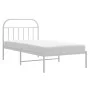 Metal bed frame with white headboard 107x203 cm by vidaXL, Beds and slatted bases - Ref: Foro24-353680, Price: 75,64 €, Disco...