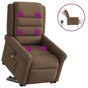 Sillón de masaje eléctrico reclinable elevable tela marrón