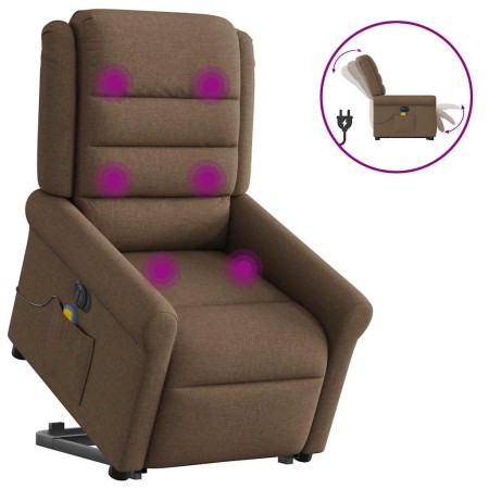 Sillón de masaje eléctrico reclinable elevable tela marrón