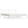 Bettgestell aus Metall mit weißem Kopfteil 193x203 cm von vidaXL, Betten und Lattenroste - Ref: Foro24-353592, Preis: 108,20 ...