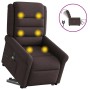 Sillón masaje eléctrico reclinable elevable tela marrón oscuro