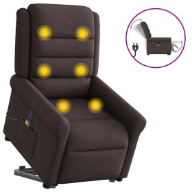 Sillón masaje eléctrico reclinable elevable tela marrón oscuro