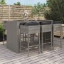 Garden table and high stools and cushions 7 pieces gray PE rattan by vidaXL, Garden sets - Ref: Foro24-3200665, Price: 649,64...