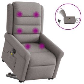 Sillón de masaje eléctrico reclinable elevable tela taupé Sillón de masaje eléctrico reclinable elevable tela taupé